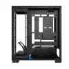 PC korpuss MODECOM VOLCANO STELLAR PLUS MIDI MELNS — mid-tower ATX, rūdīts stikls, USB-C, atbalsta līdz 420 mm GPU