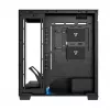 PC korpuss MODECOM VOLCANO STELLAR PLUS MIDI MELNS — mid-tower ATX, rūdīts stikls, USB-C, atbalsta līdz 420 mm GPU