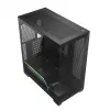 PC korpuss MODECOM VOLCANO STELLAR PLUS MIDI MELNS — mid-tower ATX, rūdīts stikls, USB-C, atbalsta līdz 420 mm GPU