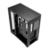 PC korpuss MODECOM VOLCANO STELLAR PLUS MIDI MELNS — mid-tower ATX, rūdīts stikls, USB-C, atbalsta līdz 420 mm GPU