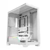 PC korpuss MODECOM VOLCANO STELLAR PLUS MIDI BALTS — Midi Tower, microATX, rūdīts stikls, USB-C, atbalsta GPU 420 mm