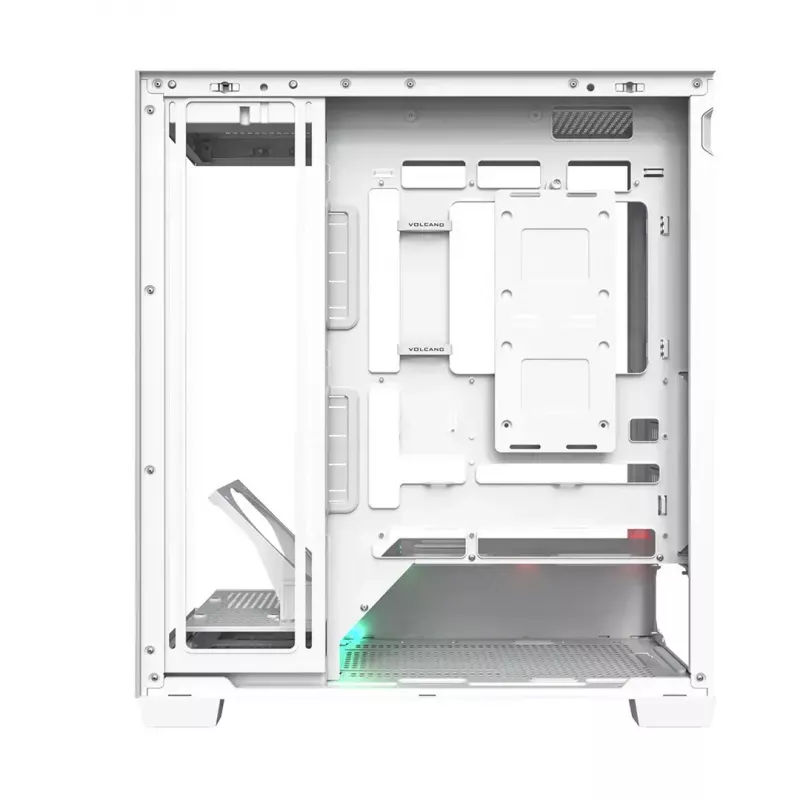 PC korpuss MODECOM VOLCANO STELLAR PLUS MIDI BALTS — Midi Tower, microATX, rūdīts stikls, USB-C, atbalsta GPU 420 mm