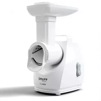 Gaļas maļamā mašīna SMAPP modelis 490.81 BALTA - 2200 W, 1 ātrums, 2.7 kg/min, 3 sietiņi, balta, smalcināšanas uzgalis