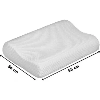 Ortopēdiskais kakla spilvens ActionMed CERVICAL MED PILLOW PO100AM — putu pildījums, 550×360×120 mm, mazgājams pārvalks, balts