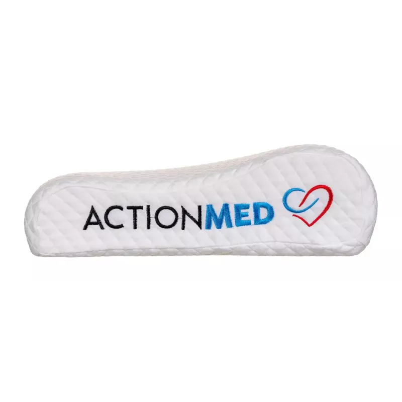 Ortopēdisks spilvens ActionMed PO200AM — anatomisks putu spilvens galvai un kaklam, 590×350 mm, maks. augstums 11 cm, mazgājams pārvalks