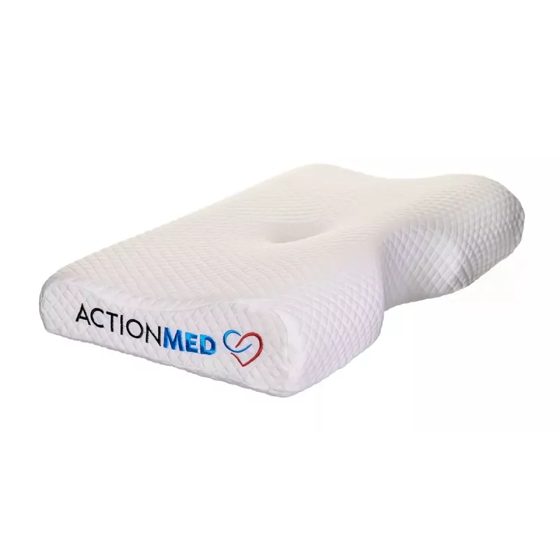 Ortopēdisks spilvens ActionMed PO200AM — anatomisks putu spilvens galvai un kaklam, 590×350 mm, maks. augstums 11 cm, mazgājams pārvalks
