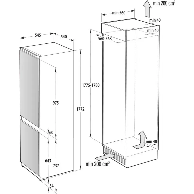 Gorenje NRKI517E41 Iebūvējams 252 L Balts