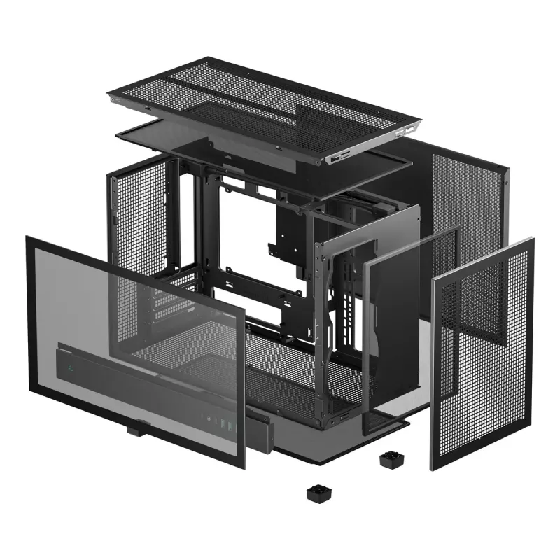PC korpuss DeepCool CH260 Micro Tower Melns — Micro-ATX/Mini-ITX, rūdītais stikls, USB-C, maks. GPU 413 mm