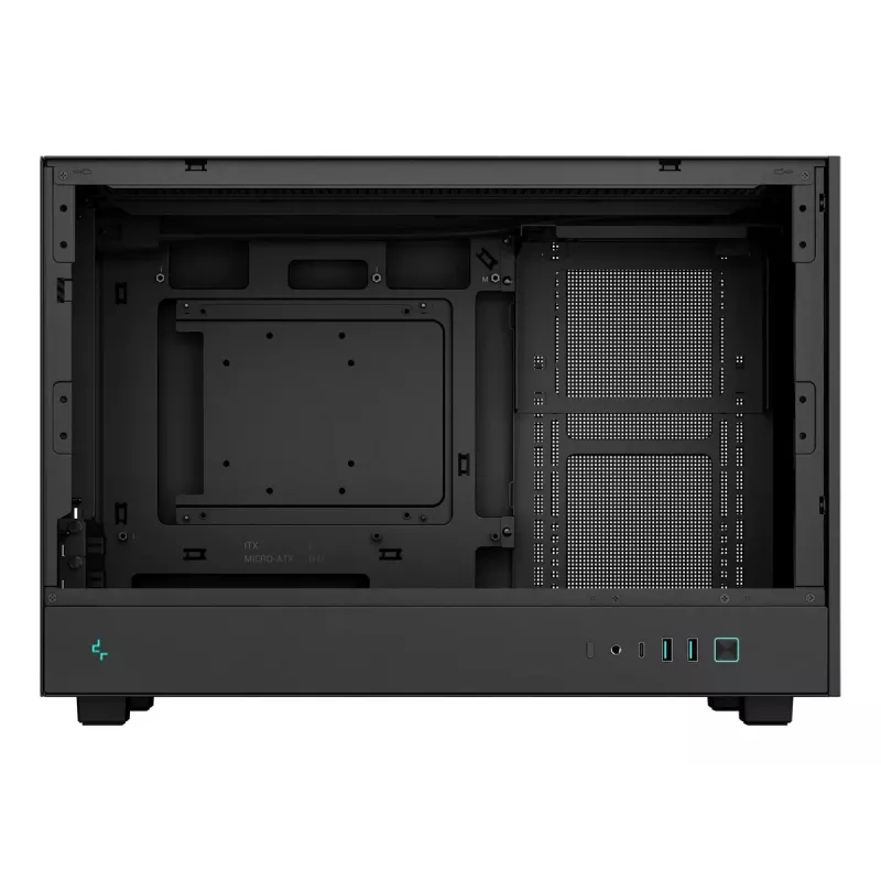 PC korpuss DeepCool CH260 Micro Tower Melns — Micro-ATX/Mini-ITX, rūdītais stikls, USB-C, maks. GPU 413 mm