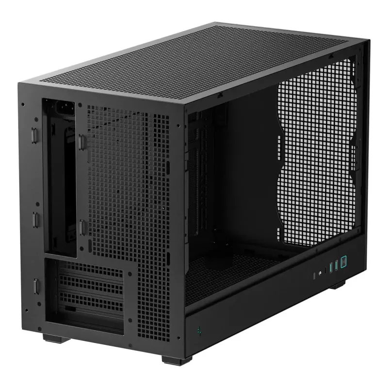 PC korpuss DeepCool CH260 Micro Tower Melns — Micro-ATX/Mini-ITX, rūdītais stikls, USB-C, maks. GPU 413 mm