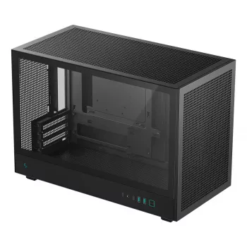 PC korpuss DeepCool CH260 Micro Tower Melns — Micro-ATX/Mini-ITX, rūdītais stikls, USB-C, maks. GPU 413 mm