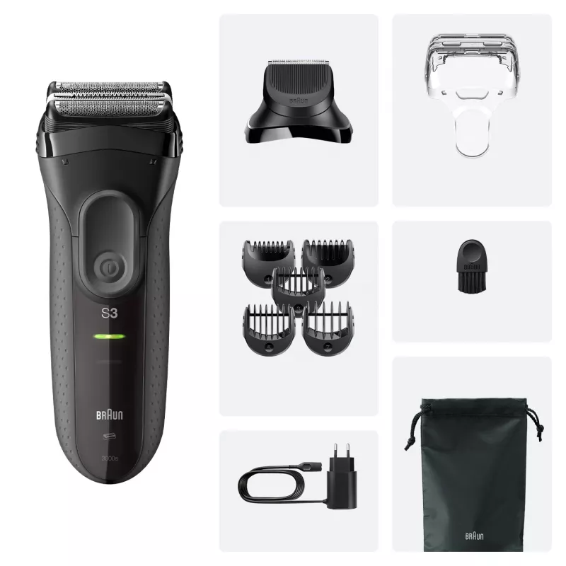 Braun 3000BT baterija Trimmer 5 7 mm Wet & Dry Melns pelēka