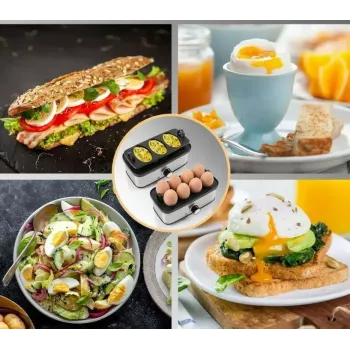 Elektriskais olu vārītājs ProfiCook 501275 — nerūsējošais tērauds, 7 olu ietilpība, ieliktnis omletēm un pošēšanai
