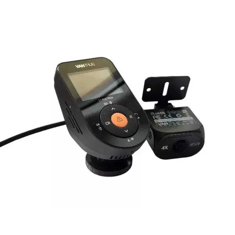 Automašīnas videoreģistrators VANTRUE S1PRO MAX — kompakts 2 kanālu reģistrators, 3840×2160 F/1.8, 155° galvenais, Wi‑Fi, GPS, 2 collu displejs, stāvēšanas režīms, microSD līdz 1 TB