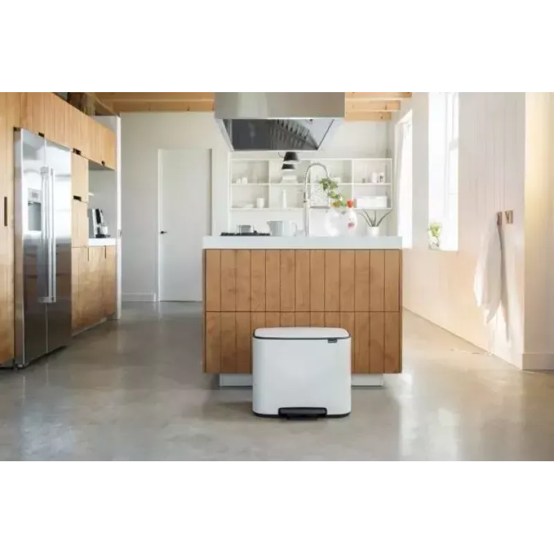 BRABANTIA 121142 atkritumu tvertne, taisnstūrveida, balta, 540×363×440 mm