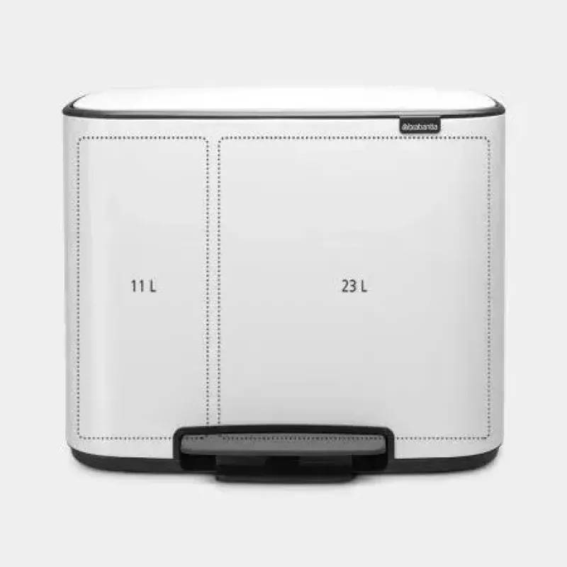 BRABANTIA 121142 atkritumu tvertne, taisnstūrveida, balta, 540×363×440 mm