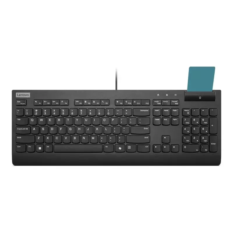 Tastatūra Lenovo Smartcard II, vadu, igauņu, melna, USB-A, virzuļa slēdzis
