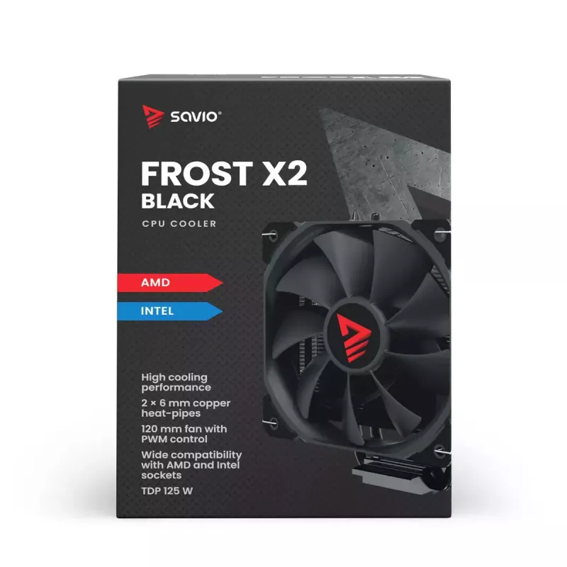 Heatsink/Radiator SAVIO SAVGCOFROSTMelnsX2 120 mm ventilators, saderīgs ar LGA 1156/1155/1150/1151/1200/1366/1700, melns
