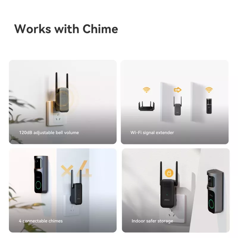 Imou Doorbell 2S Kit Melns 3 MP Bezvadu stiprinājums pie sienas