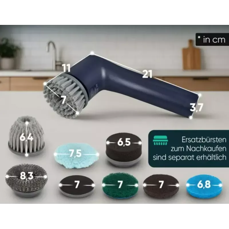 Clatronic ERB 3815 A bezvada elektriskā tīrīšanas suka ar 8 uzgaļiem