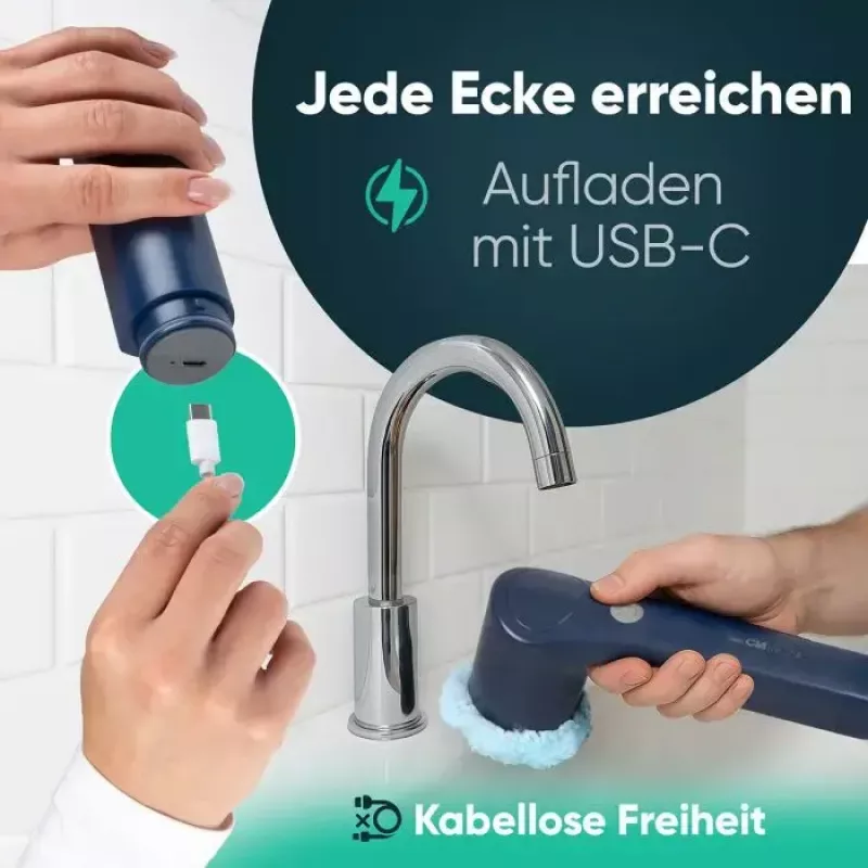 Clatronic ERB 3815 A bezvada elektriskā tīrīšanas suka ar 8 uzgaļiem