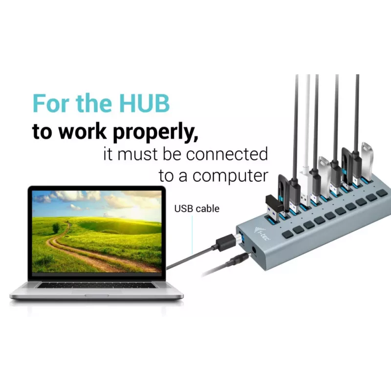 i-tec USB 3.0 uzlādes HUB 10 porti + Strāvas adapteris 48 W