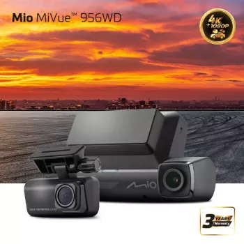Video reģistrators MIO MiVue 956WD ar GPS un Wi‑Fi, vējstikla stiprinājums priekšējā skata ierakstīšanai