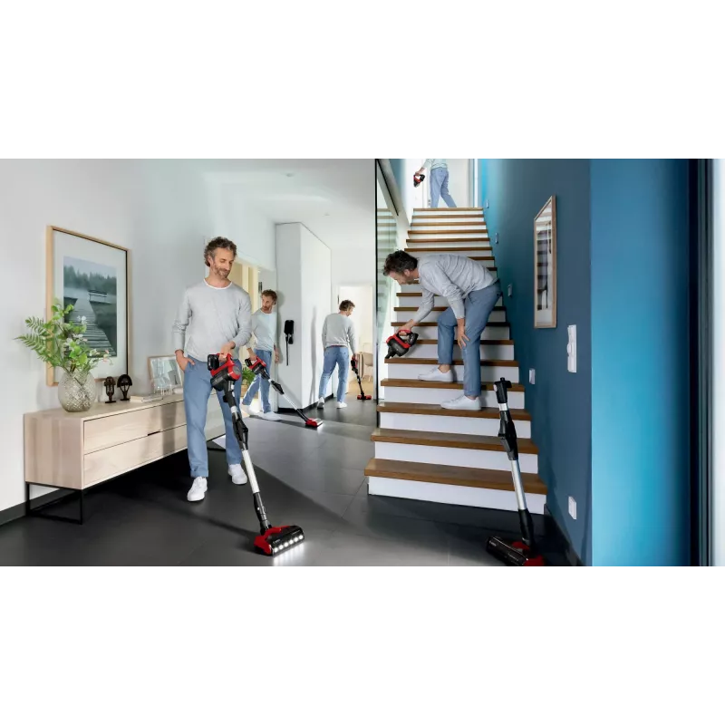 Bosch BCS711PET bezvada putekļu sūcējs/elektriskā birste Ar baterijām Sausā Bez maisiņa 0,3 L Melna, Sarkana 3 Ah