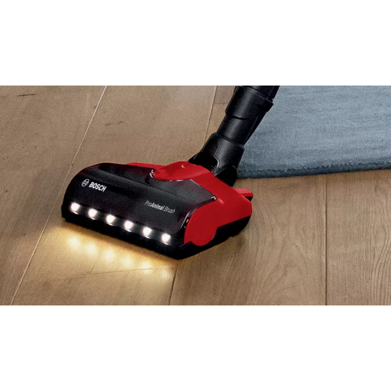 Bosch BCS711PET bezvada putekļu sūcējs/elektriskā birste Ar baterijām Sausā Bez maisiņa 0,3 L Melna, Sarkana 3 Ah