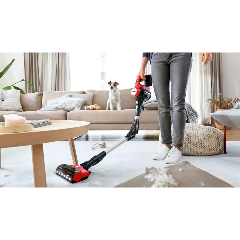 Bosch BCS711PET bezvada putekļu sūcējs/elektriskā birste Ar baterijām Sausā Bez maisiņa 0,3 L Melna, Sarkana 3 Ah