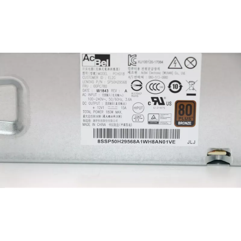 Lenovo 00PC780 barošanas bloks 180 W Sudraba