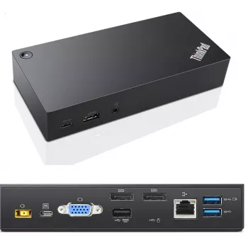 Lenovo 03X7194 klēpjdatora dokstacija/portu replikators, vadu, USB 3.2 Gen 1 (3.1 Gen 1) Type-C, melns
