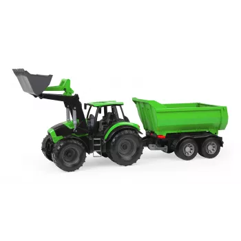 Mehāniskais rotaļu traktors Lena Deutz-Fahr Worxx ar 74 cm garumu un noņemamu piekabi