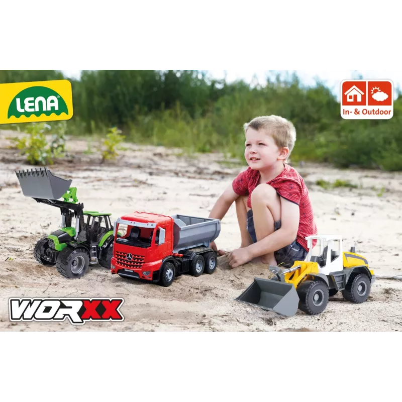 Mehāniskais rotaļu traktors Lena Deutz-Fahr Worxx ar 74 cm garumu un noņemamu piekabi