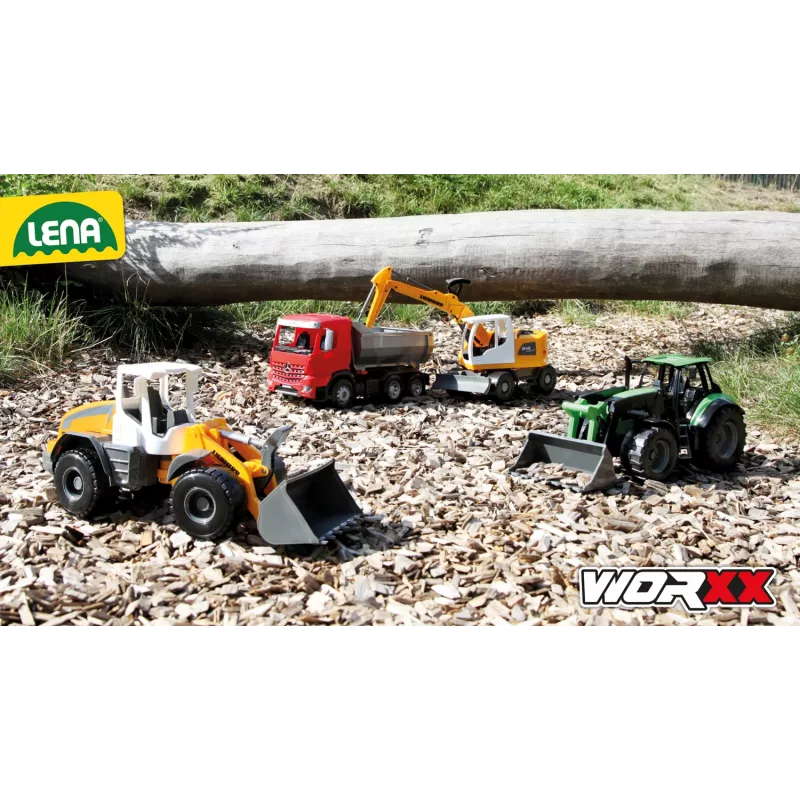 Mehāniskais rotaļu traktors Lena Deutz-Fahr Worxx ar 74 cm garumu un noņemamu piekabi