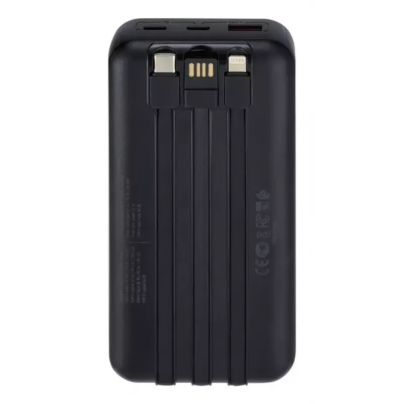 Pārnēsājams ārējais akumulators Rivacase VA2221 — 20000 mAh LiPo, PD 3.0 & QC 3.0, 3 porti (1×A, 2×C), 22,5 W izeja