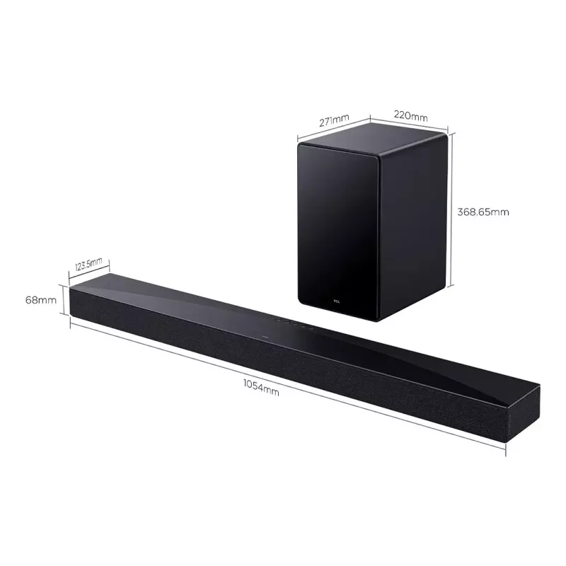 Soundbar TCL Q Q65H 5.1ch mājas kinozāle, 580 W RMS, bezvadu aktīvais zemfrekvences skaļrunis 100 W, Dolby Atmos/DTS-X, melns