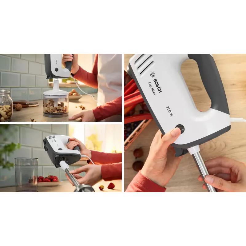 Bosch MFQ37490 mikseris Rokas mikseris 750 W Pelēks, Balts