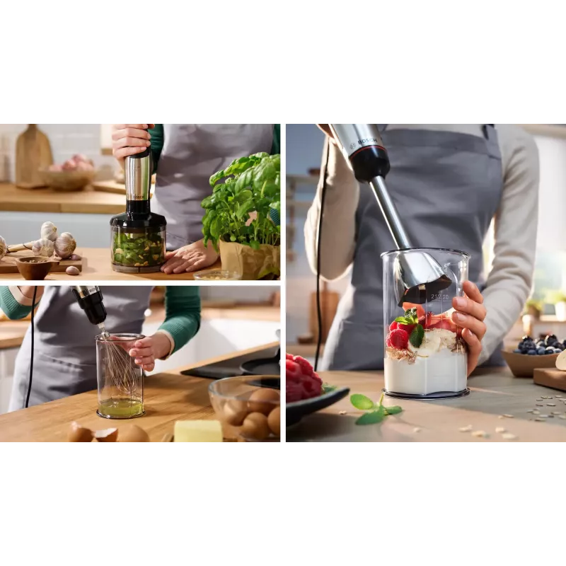 Bosch Serie 6 MSM6M621 blenderis 0.5 L Iegremdējamais blenderis 1000 W Melns, Nerūsējošais tērauds