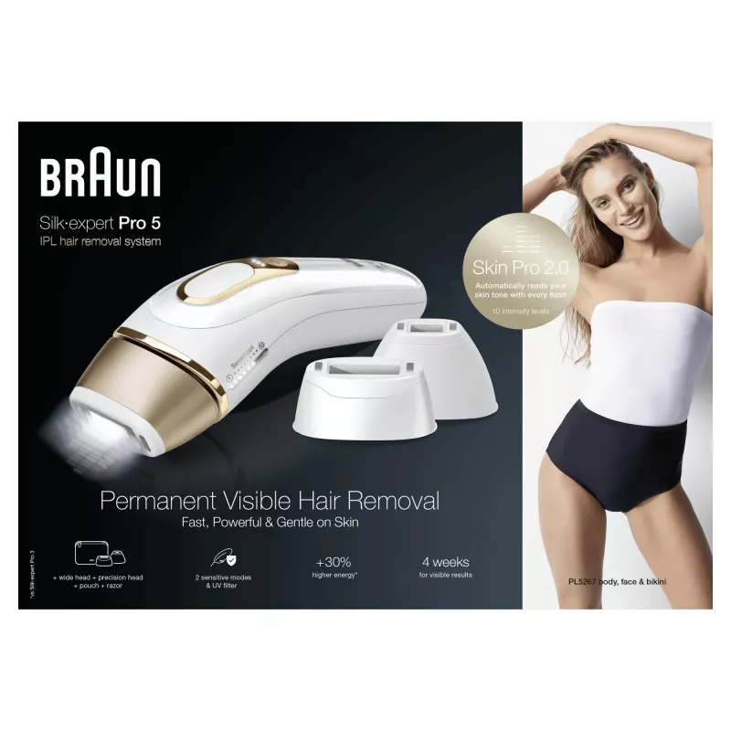 Braun Silk-expert Pro Silk·expert Pro 5 PL5267 Intensīvas impulsu gaismas (IPL) Zelta, Baltā