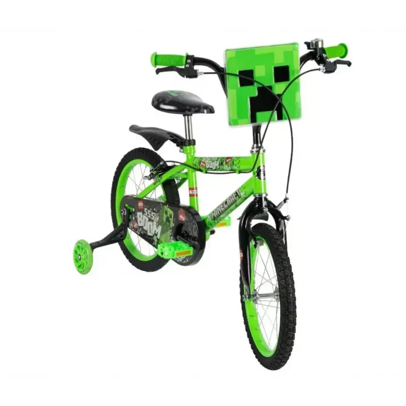 HUFFY Minecraft 16 collu zaļš bērnu velosipēds — 16 collu tērauda rāmis, viens ātrums, priekšējās/aizmugurējās suporta bremzes