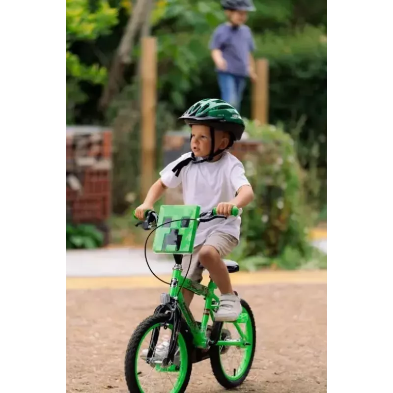 HUFFY Minecraft 16 collu zaļš bērnu velosipēds — 16 collu tērauda rāmis, viens ātrums, priekšējās/aizmugurējās suporta bremzes