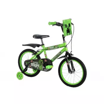 HUFFY Minecraft 16 collu zaļš bērnu velosipēds — 16 collu tērauda rāmis, viens ātrums, priekšējās/aizmugurējās suporta bremzes