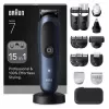 Elektriskais skuveklis BRAUN All-in-One AIO7580 — bezvadu uzlādējams, piemērots mitrai un sausai lietošanai, darbības laiks līdz 120 min, 21 garuma pakāpju, visa ķermeņa kopšanai