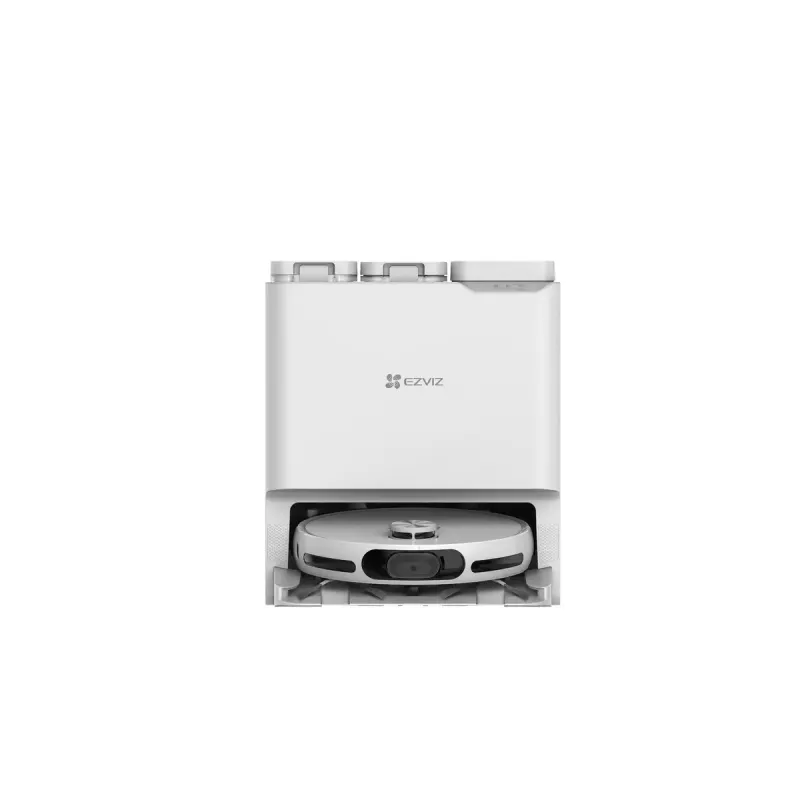 Robot vacuum cleaner EZVIZ RS20 Pro — Li‑Ion 5200 mAh, 220 min darbības laiks, 7200 Pa sūkšanas jauda, pašiztukšošanās bāze, LiDAR navigācija, 0,35 L putekļu maiss, mitrā slaucīšana, balts