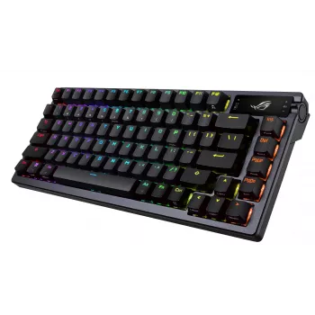 Bezvadu mehāniskā tastatūra ASUS ROG Azoth Melns — modelis 90MP0316-BKUA01, RGB fona apgaismojums