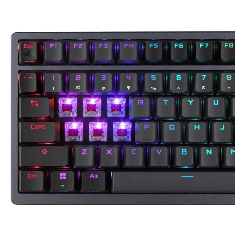 Bezvadu mehāniskā tastatūra ASUS ROG Azoth Melns — modelis 90MP0316-BKUA01, RGB fona apgaismojums