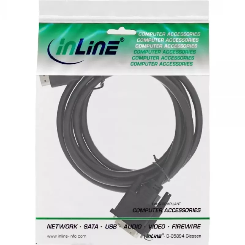 InLine HDMI-DVI kabelis, HDMI spraudnis / DVI spraudnis, 18+1, melns, 2 m