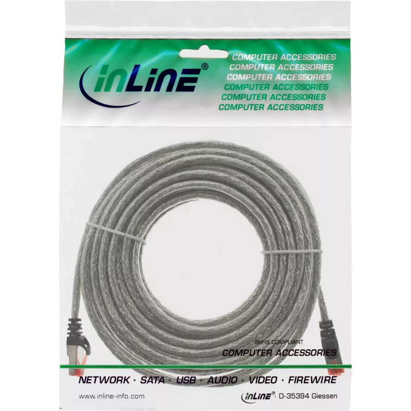 Patcable InLine S/FTP PiMF Cat.6 250MHz PVC varš caurspīdīgs 20 m