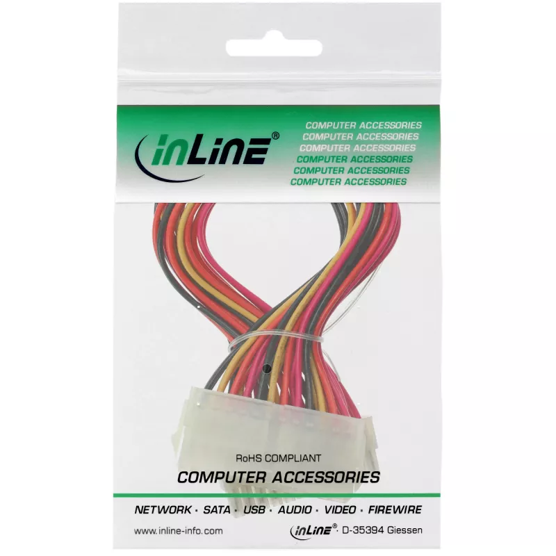 Molex PN InLine ATX mātesplates kabelis 24 kontaktu vīrišķais uz sievišķo, 0,30 m